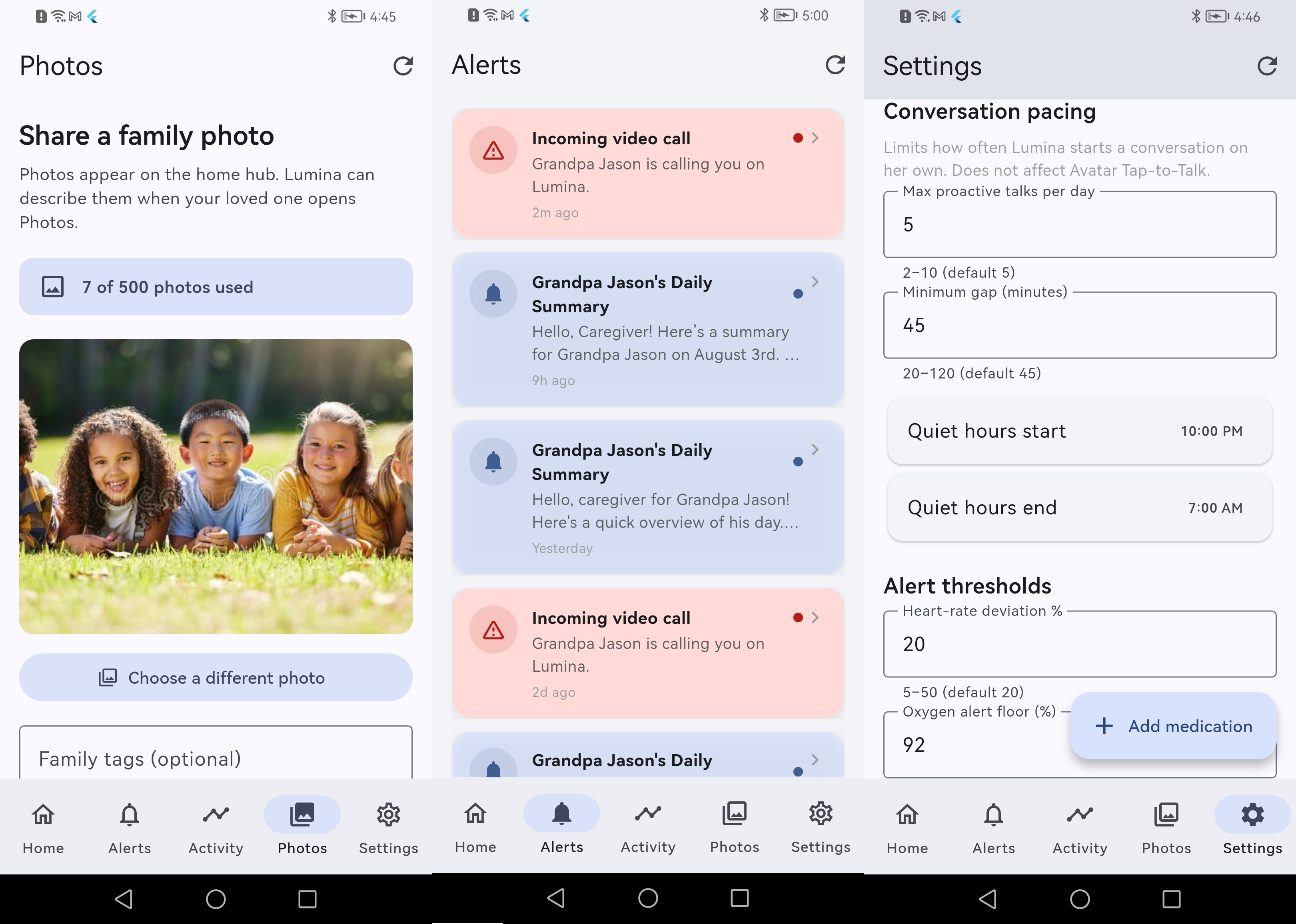 Lumina Family App screenshots